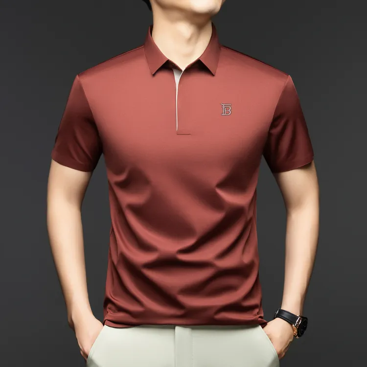 奥莱撤柜【专柜正品】夏季桑蚕丝无痕短袖t恤男商务透气舒适POLO衫