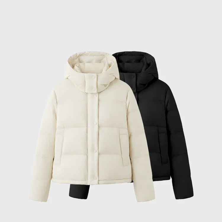 LU家95绒泡芙4格羽绒服连帽短款显瘦保暖外套800蓬