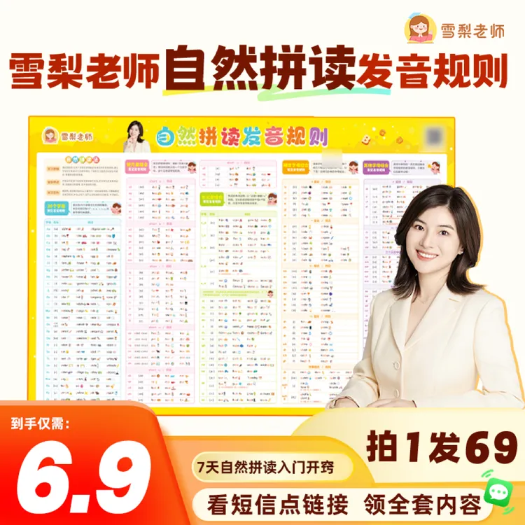 （拍链接看短信）雪梨老师自然拼读+音标+语法海报（达人专属）商品图