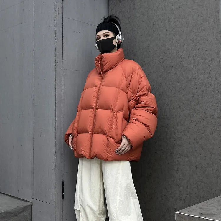 多福猫潮牌时尚国标90白鸭绒高充绒羽绒服女冬加厚面包服保暖外套