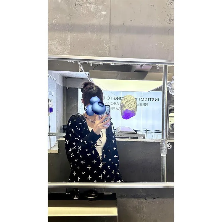美式慵懒开衫卫衣外套女秋季2025新款爆款小众满印设计感连帽上衣