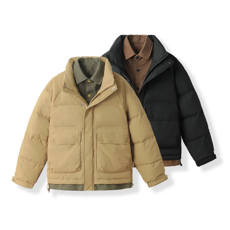 兰博之嘉冬季男士假两件拼接时尚翻领时尚百搭保暖羽绒服外套