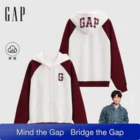 【成毅代言】Gap男女装秋季刺绣拼色插肩宽松抓绒连帽衫卫衣788133