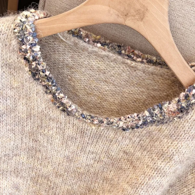 正品撤柜羊毛衫宽松高级小香风圆领针织衫秋冬新款加厚毛衣打底衫