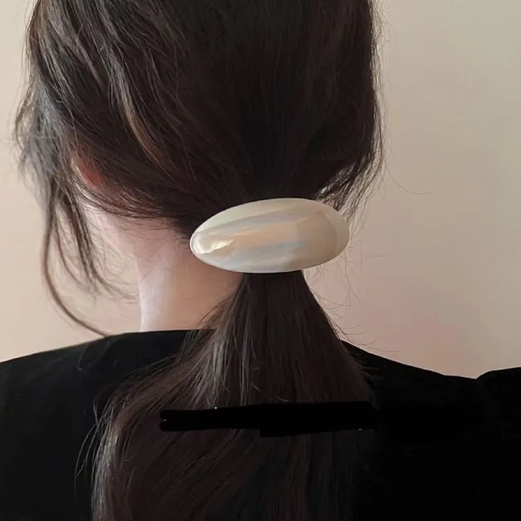 简约气质水钻半弧形醋酸一字夹发夹女后脑勺半扎发夹子弹簧夹头饰