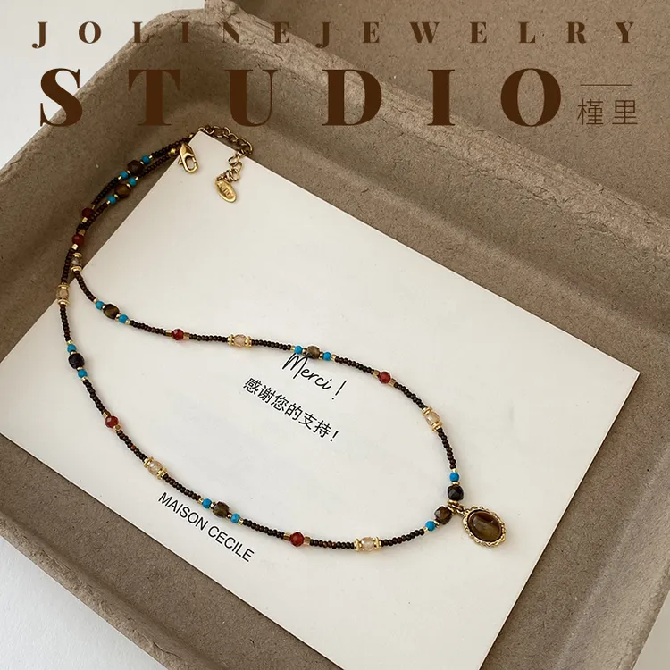  「晚笙」复古毛衣链秋冬高级感颈链美拉德配饰女