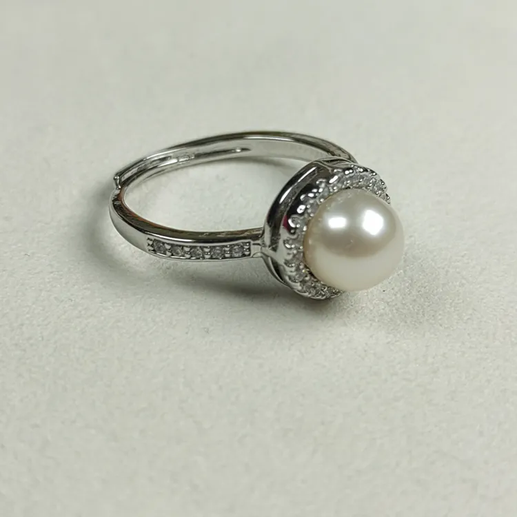 情侣推荐/强光天然淡水珍珠名媛开口戒指小众设计轻奢经典百搭