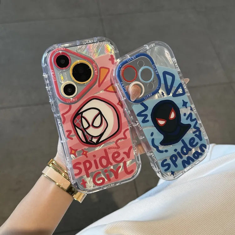欧克里里春日蜘蛛侠适用苹果16泡芙羽纱手机壳vivo华为小米15oppo