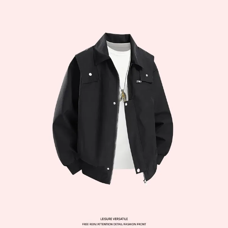 春秋季美式vibe工装外套男宽松痞帅设计感衣服潮牌情侣飞行员夹克