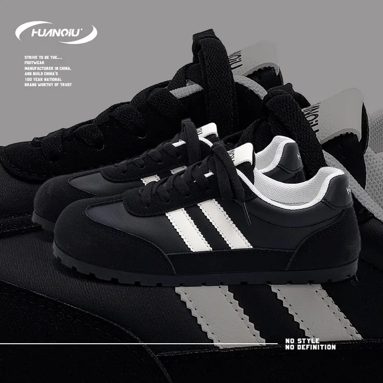 HUANQIU/环球简约百搭小巧板鞋女鞋2025夏季新款复古时尚黑白经典