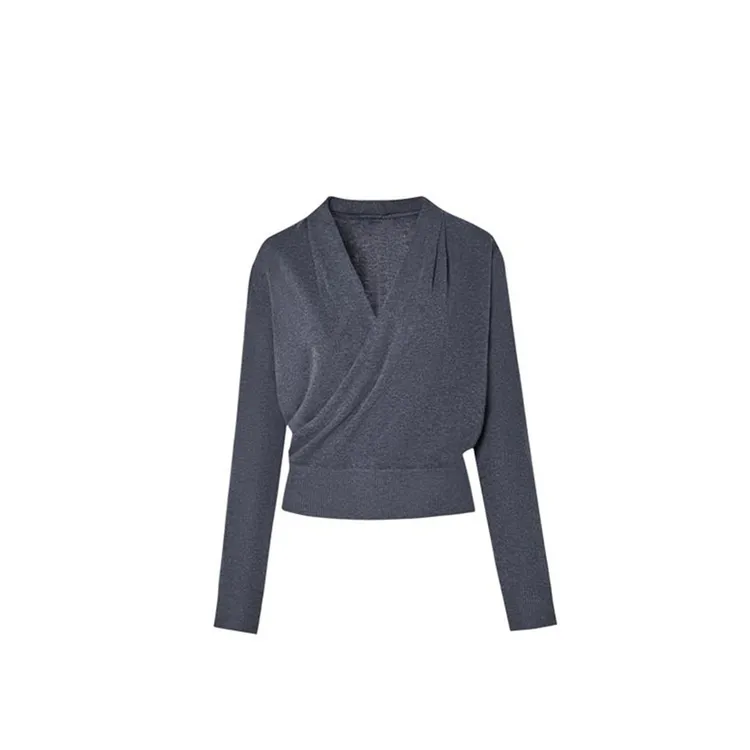 多娜同款女装韩系小个子设计交叉V领针织衫时髦减龄毛衣内搭上衣