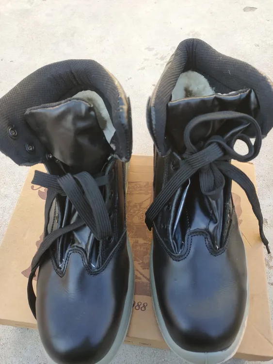 东营油田防砸防静电黑色羊毛鞋男士真皮鞋子靴子棉鞋