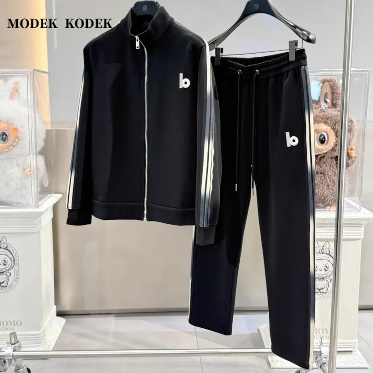 MODEK KODEK时尚潮牌男运动立领夹克秋冬新款条纹休闲长裤两件套