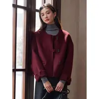 素典【薇薇安】安哥拉红大衣100%羊毛呢外套高级韩版短款大衣2860