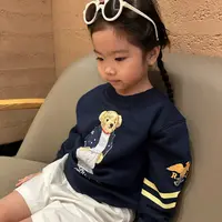 儿童秋款帅气藏青小熊毛圈卫衣