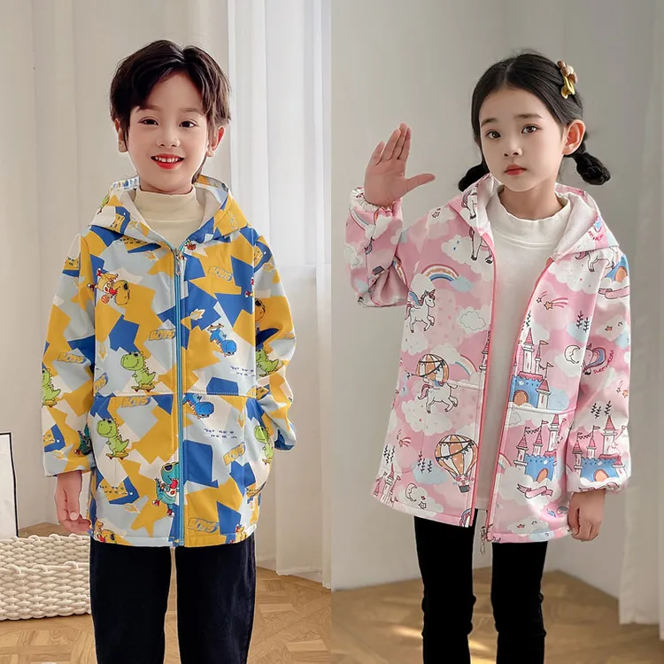 儿童防水罩衣男童棉服防污罩衫女童拉链正穿护衣服宝宝吃饭画画服