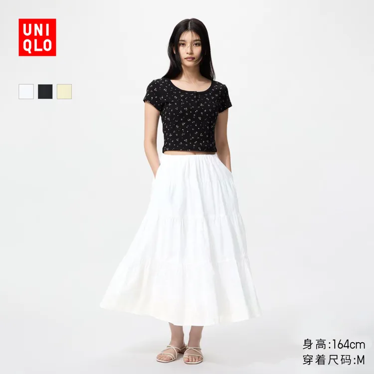 优衣库女装层叠长裙/半身裙长裙裙子479740