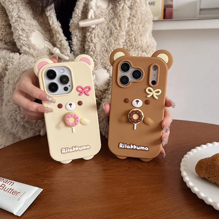 可爱旋转甜甜圈轻松熊适用于iphone17苹果1614/15pro max手机壳套