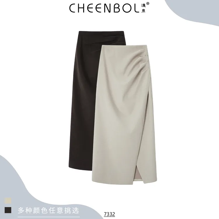 7332高腰毛呢半身裙女秋冬季新款时尚百搭高级感气质修身显瘦裙子