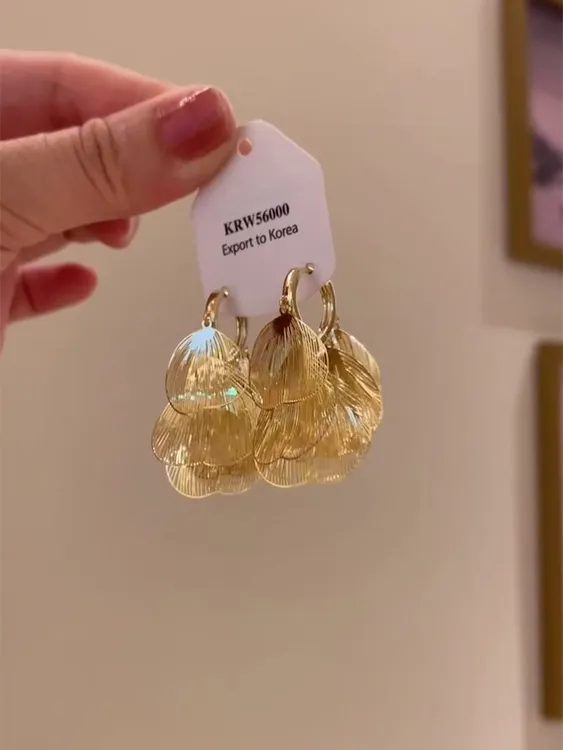 铜合金耳饰 金色镂空流苏蝶翼耳环女轻奢气质小众高级感百搭耳饰