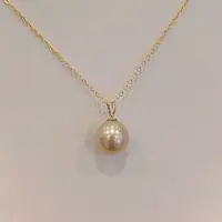 【悦陌珍珠】18k金海水珍珠小蛮腰南洋金珠9 - 10MM吊坠