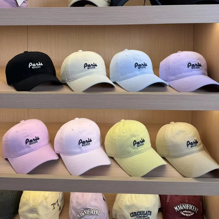 韩国潮牌时尚春夏糖果色系刺绣鸭舌帽遮阳休闲男女棒球帽休闲百搭