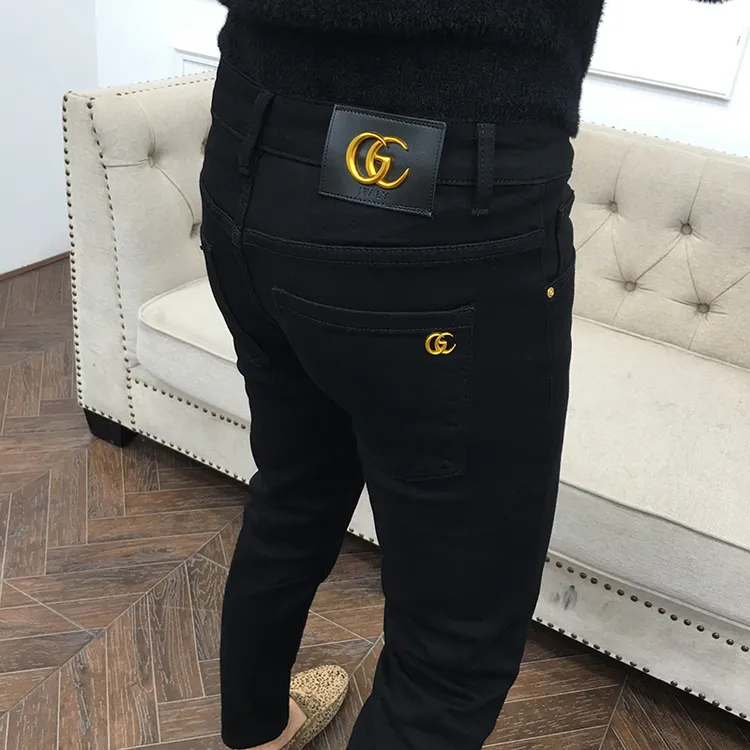 2025新品紧身黑色牛仔裤男修身小脚韩版潮流秋冬高端精神九分裤子