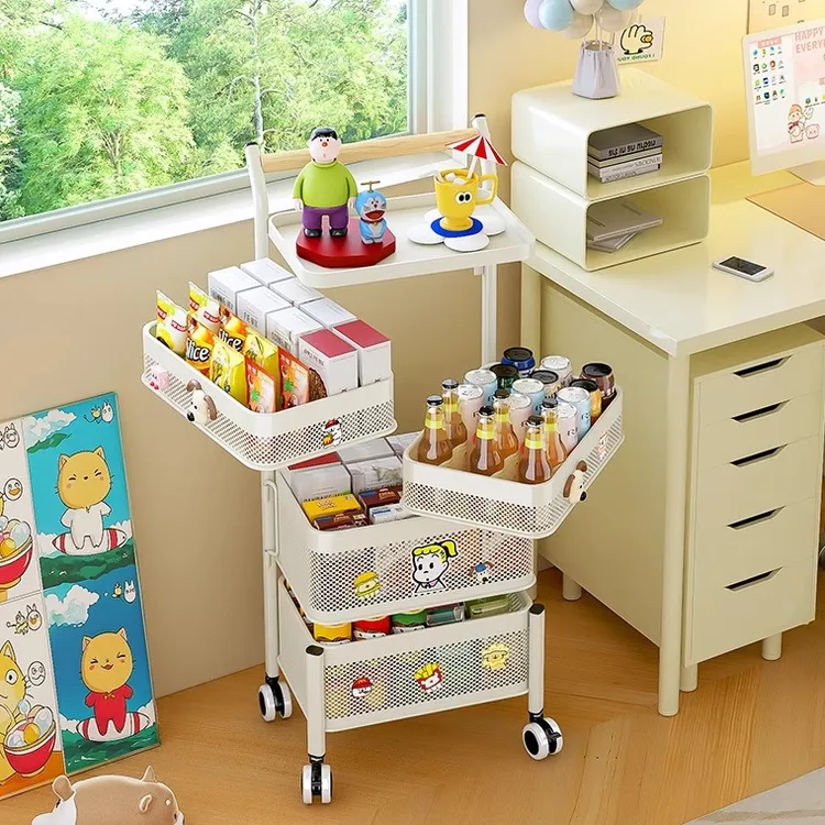小推车置物架可移动家用客厅高颜值零食水果厨房蔬菜落地收纳架子