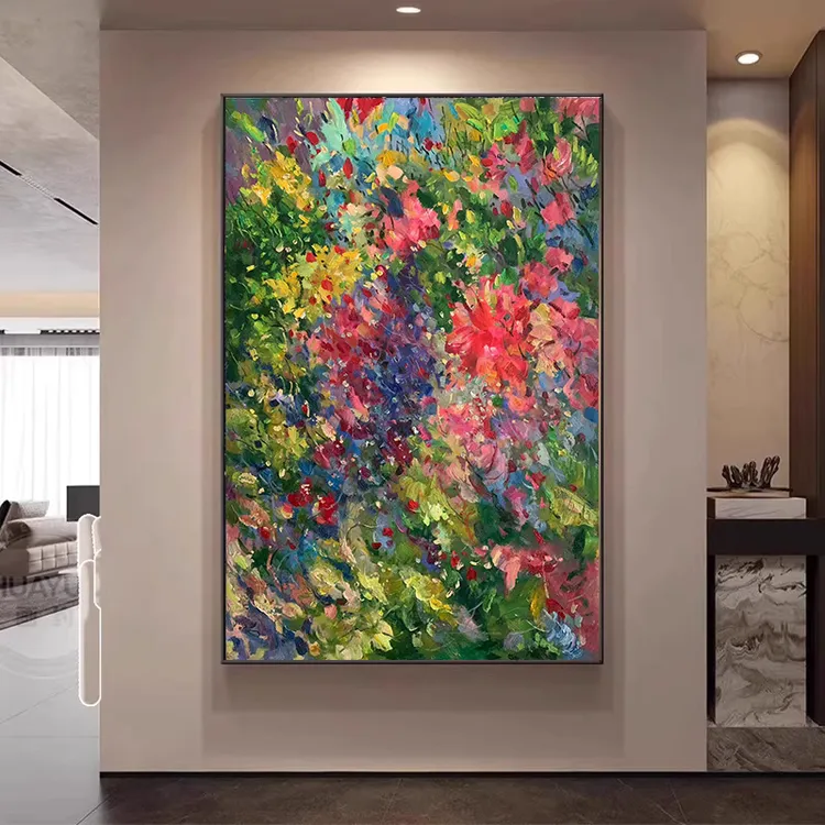 《繁英绚野》80*120含内框，刘春建手绘油画装饰画客厅背景墙挂画