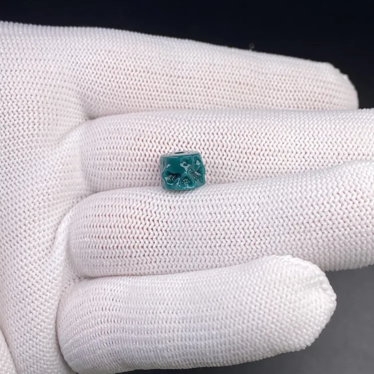 精工骷髅隔片雪巴琉璃地狱色隔珠桶珠腰珠老油绿文玩配饰