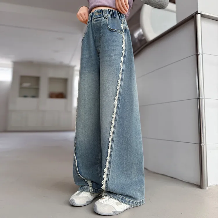 儿童秋装2025年新款大女童装薄款裤子春秋款水洗牛仔裤秋季直筒裤