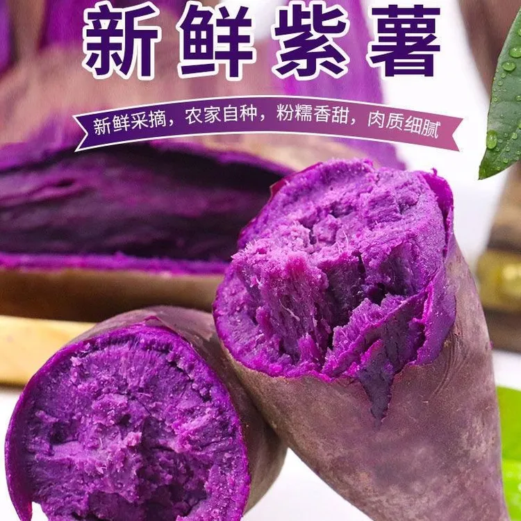农村新鲜紫薯紫色番薯粗粮早餐香甜红薯3斤5斤装