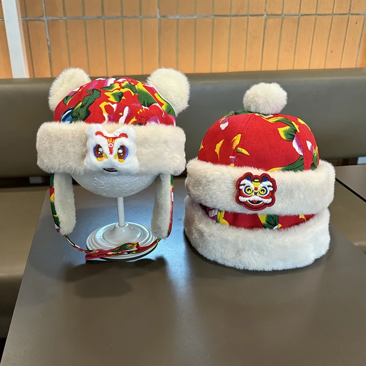 宝宝帽子冬季加厚保暖地主帽男女童喜庆东北大花户外防风护耳帽潮