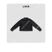 LIXIA【波鲁克】机车风复古简约时髦半植鞣绵羊皮拉链款皮衣-D9685