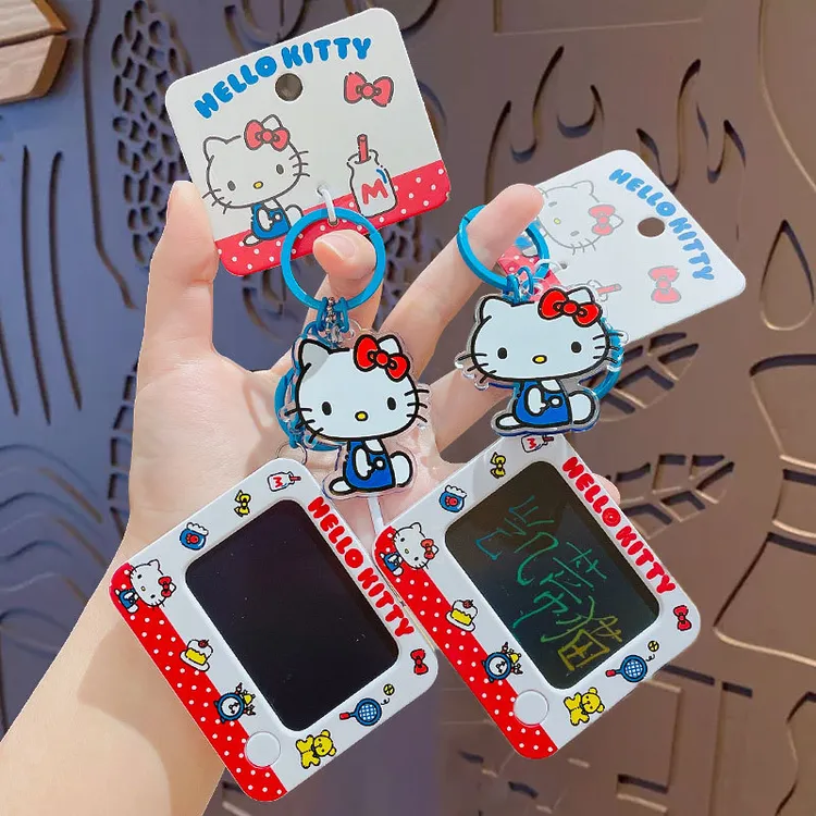 正版三丽鸥KT猫涂鸦画板钥匙扣挂件卡通玩具包包钥匙链挂饰小礼品