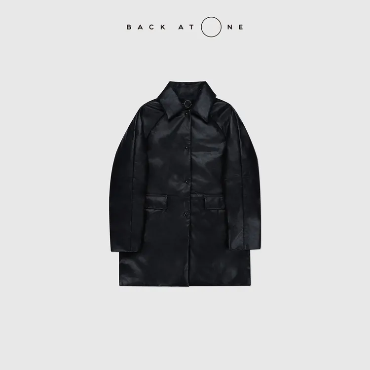 BACKATONE“臻爱盛境”水洗蜡变绵羊皮深藏青鹅绒服 BFF-1FC334E-K