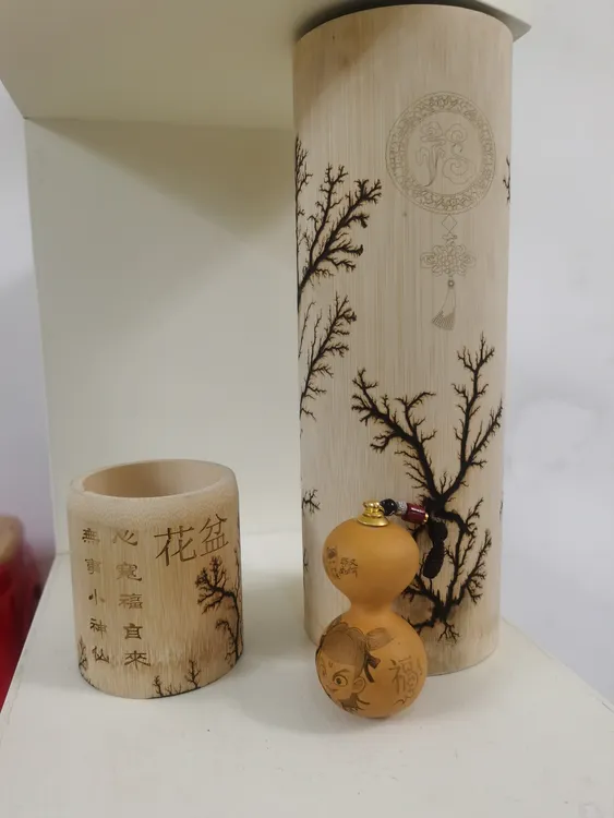 激光雕刻电击葫芦竹筒三件套