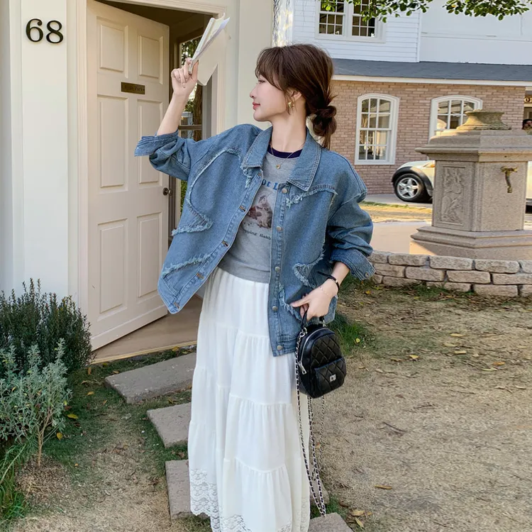 复古港风毛边牛仔外套女2025春秋新款小众氛围感甜酷炸街短款开衫