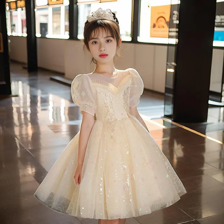 女童连衣裙礼服洋气公主裙小女孩花童春夏季儿童蓬蓬裙主持演出服