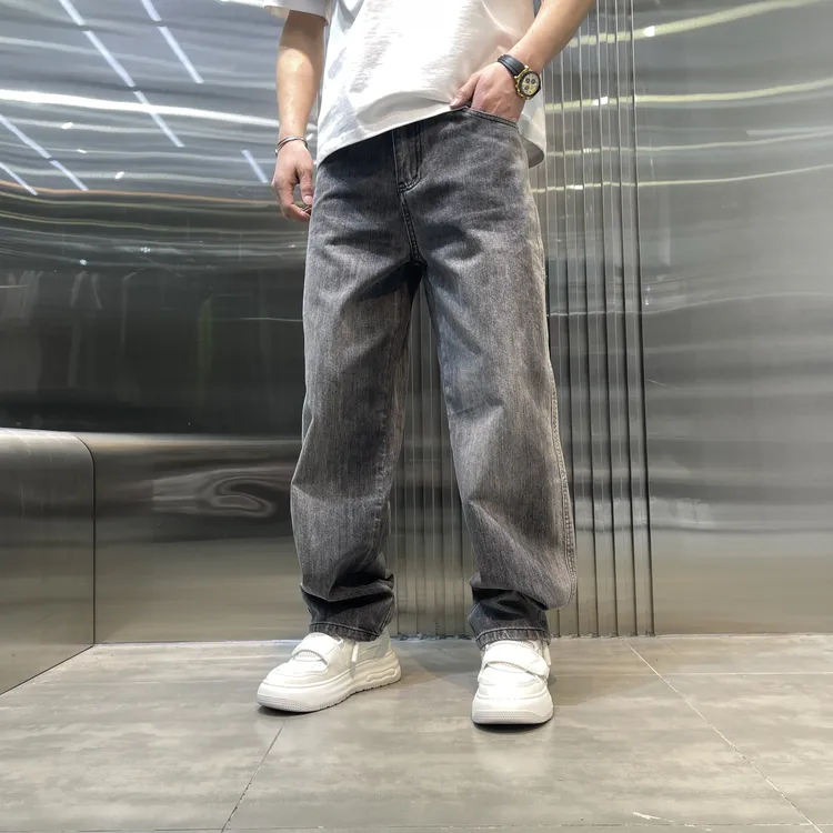 新款美式直筒牛仔裤男款男生复古宽松百搭潮流时尚水洗阔腿男裤子