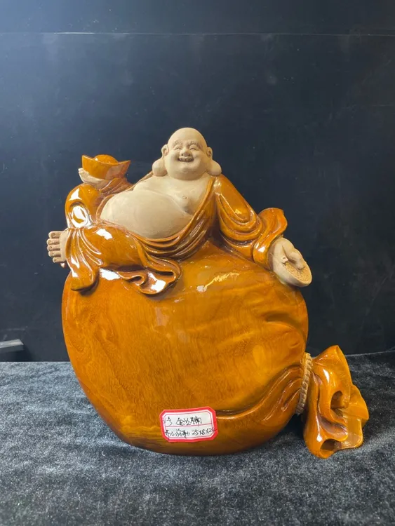 金丝楠木【小叶桢楠】弥勒佛手工雕刻精美摆件