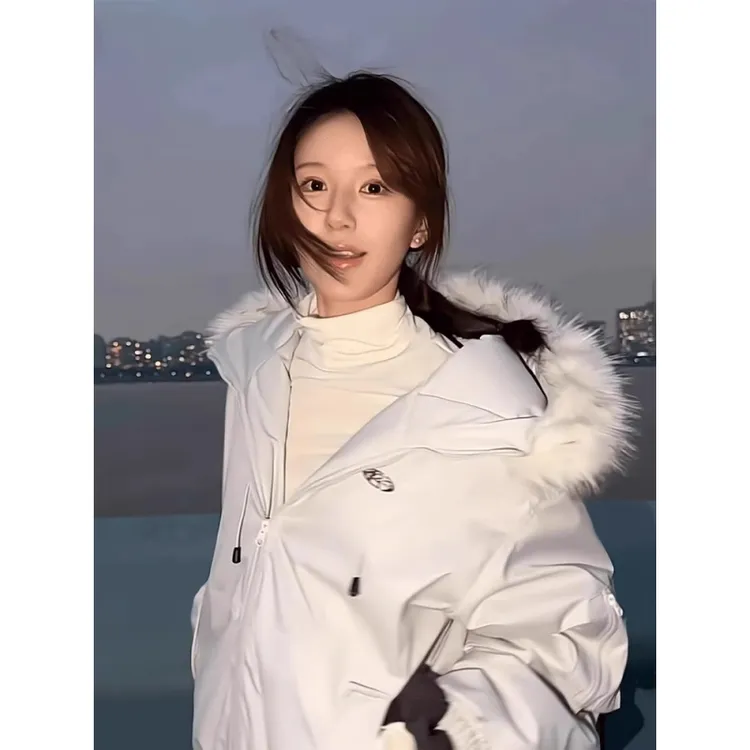 赵露思同款派克服棉服女2025新款冬季加厚保暖大毛领连帽棉袄外套
