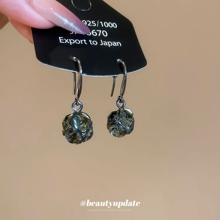 复古镶钻几何圆形吊坠耳钩时尚百搭气质耳环耳坠轻奢高级感耳饰女
