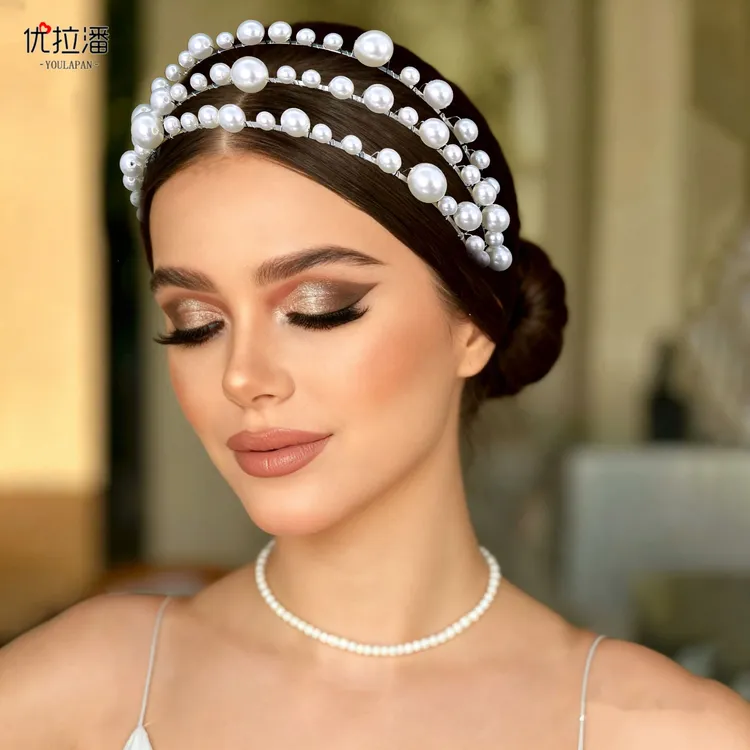 优拉潘复古珍珠发饰减龄新娘小众饰品新娘外景造型婚纱头饰HP951