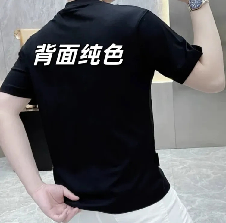 潮流时尚2025夏季新品男士轻奢帅气休闲百搭修身纯棉圆领短袖T恤