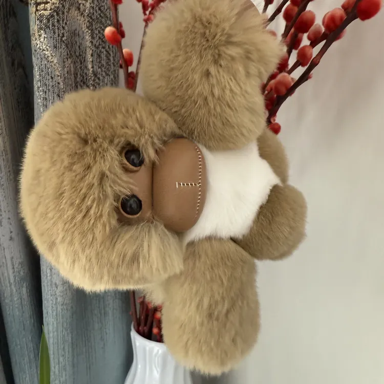 可爱风可爱挂脖款小猴子獭兔真毛包包挂件