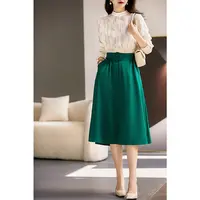 【红姐推荐】优雅气质 百搭高腰显瘦过膝半身裙