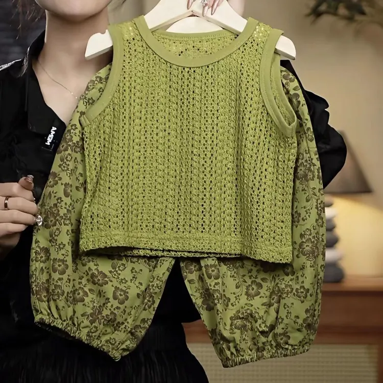 戴维贝拉新品男童夏装套装2025新款儿童短袖两件套中小童无袖背心