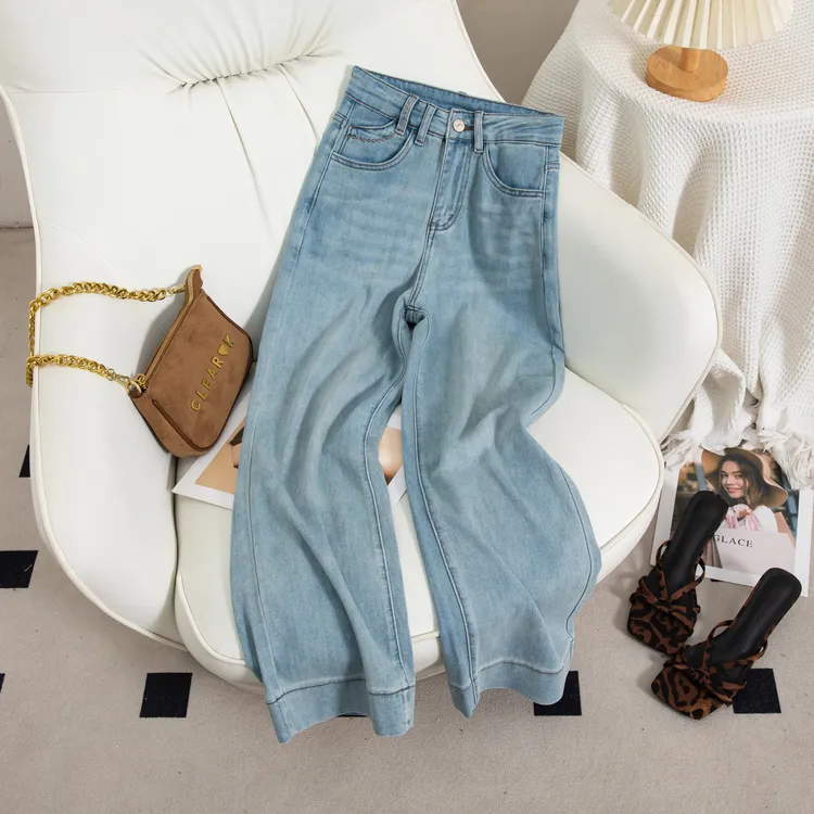 莱赛尔夏季薄款垂感九分直筒牛仔裤女百搭小个子直筒裤弹力休闲裤