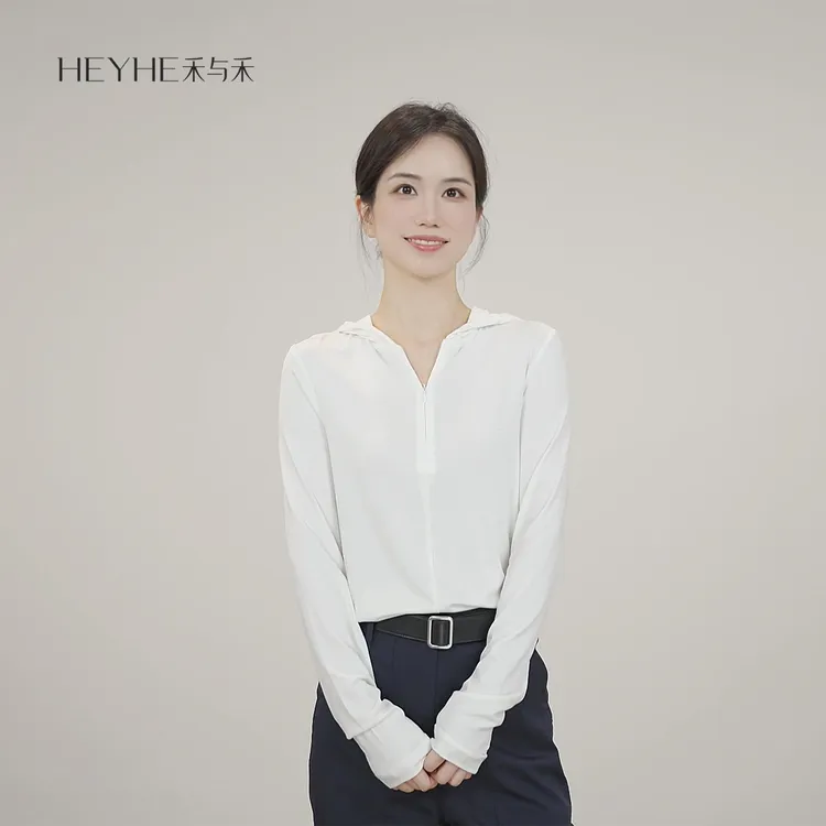 小禾【休闲假日】桑蚕丝混纺柔软丝滑美式半拉链透气修身帽衫上衣